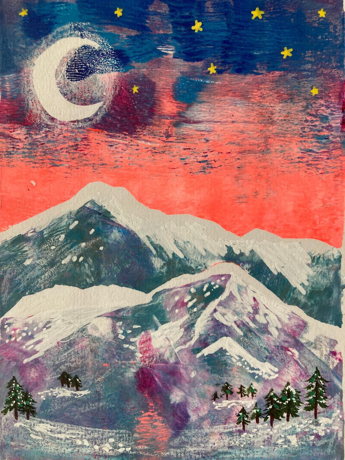 Moon, Stars and Mountain