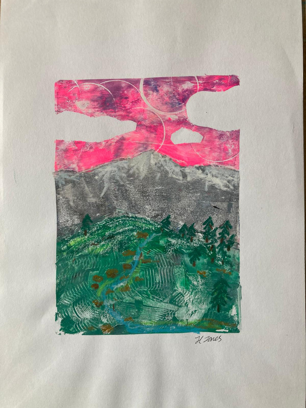 Pink sunrise forest