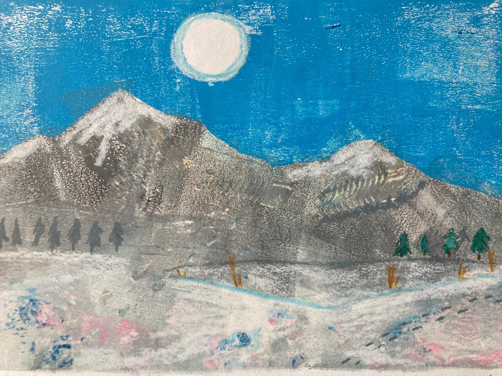 Grey Mountains Blue Sky