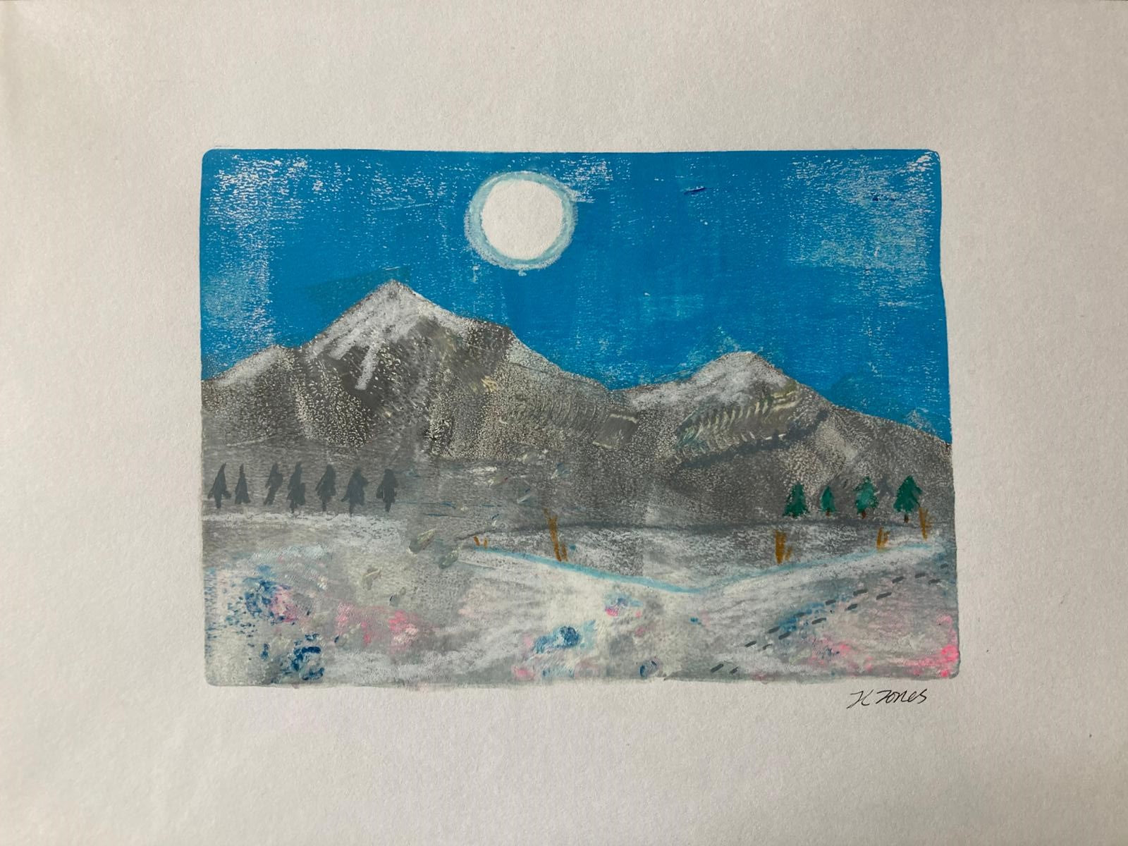 Grey Mountains Blue Sky