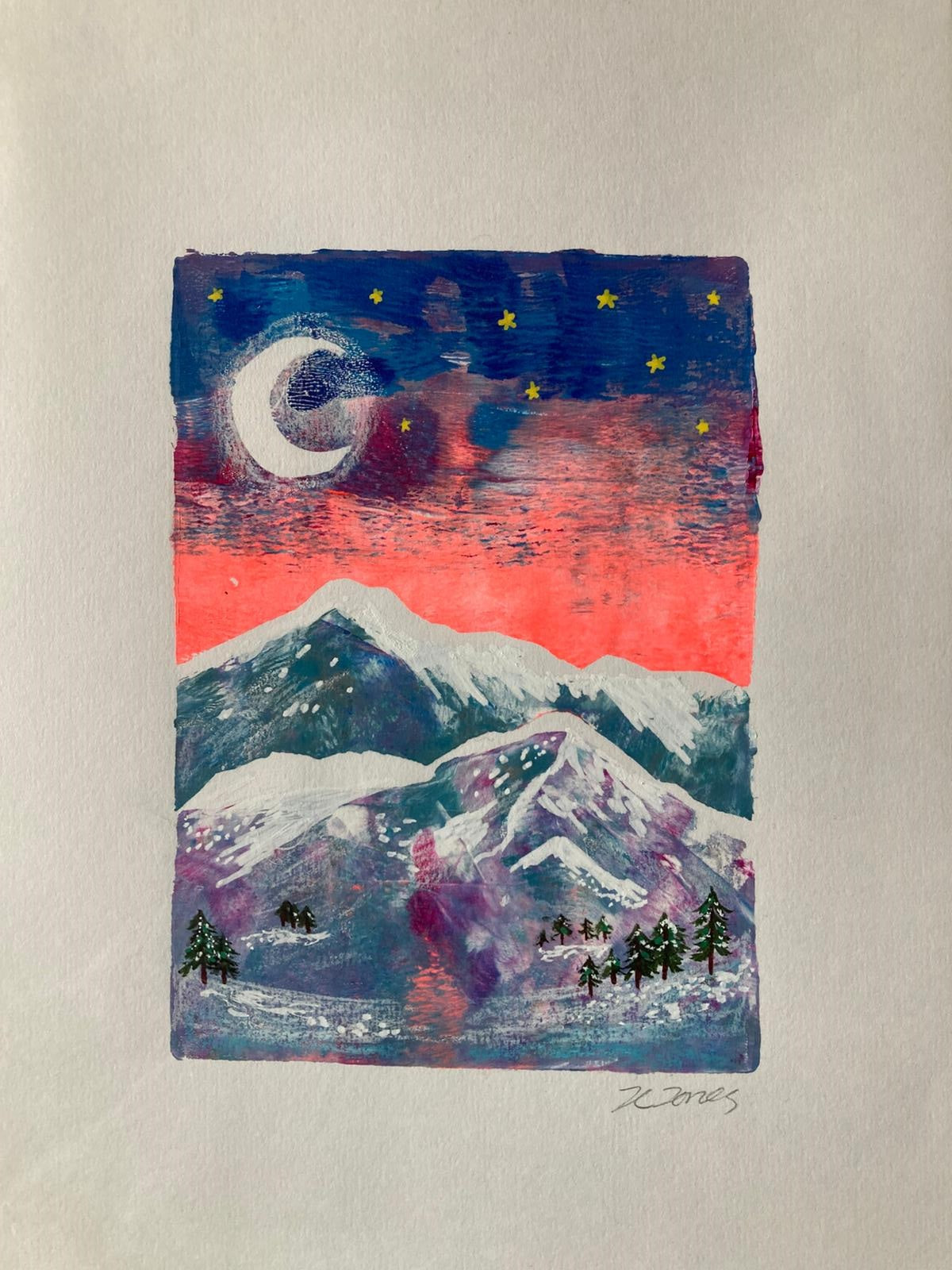 Moon, Stars and Mountain