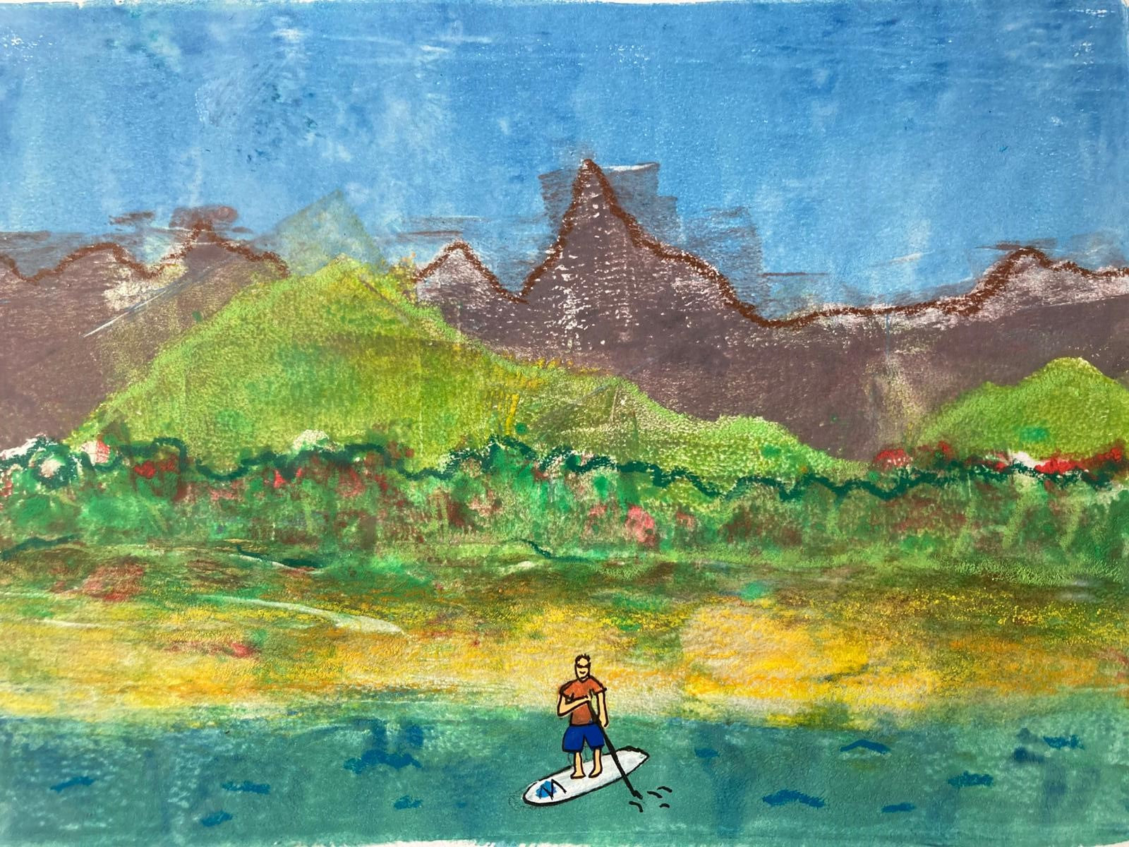 Paddle boarder in the sea