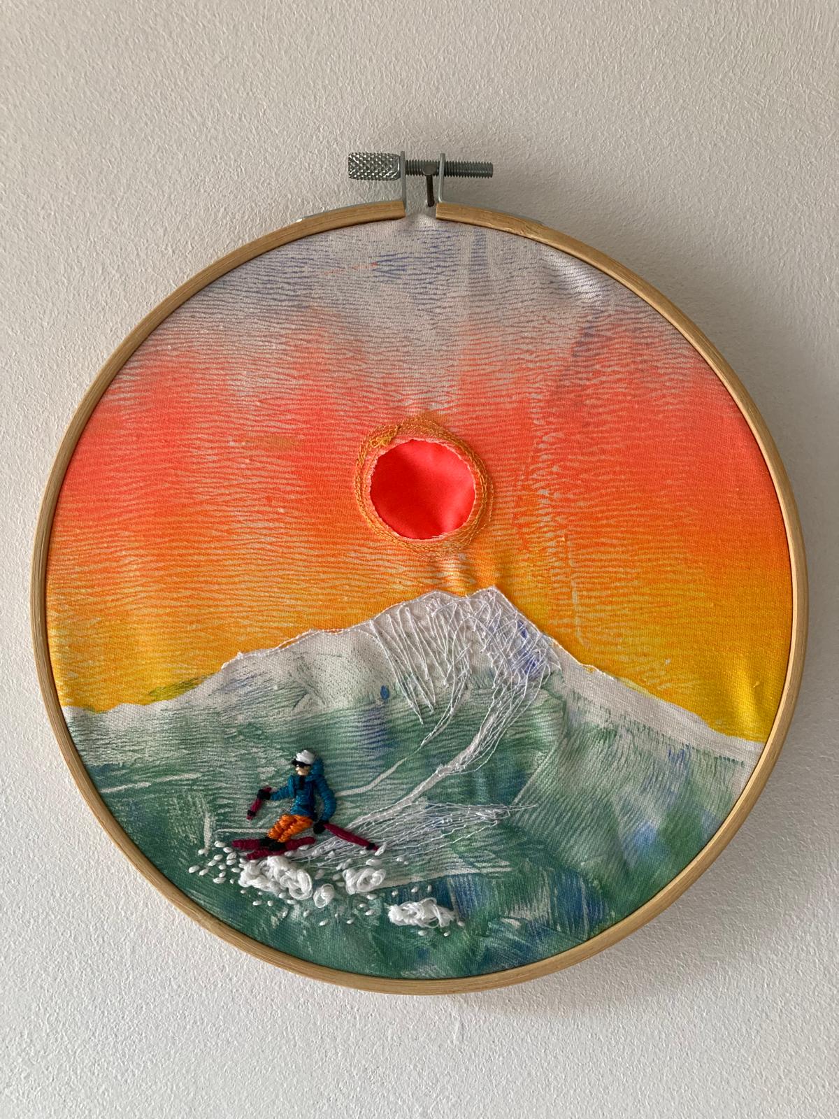 Embroidered Sunset Mountain